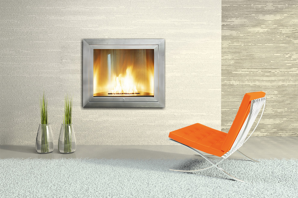 Hearth Cabinet Ventless Fireplace Square Modern Stainless Steel