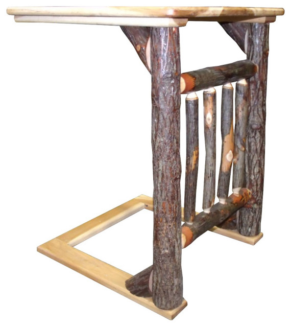 Hickory Log Couch Caddy, Large Rustic Side Tables And End Tables