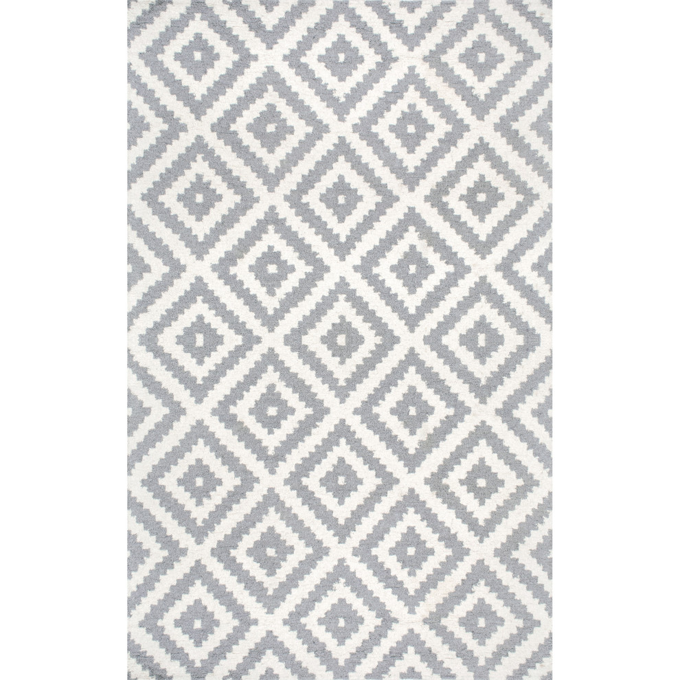 nuLOOM Hand-Tufted Geometric Tuscan Rug, Gray, 5'x8'
