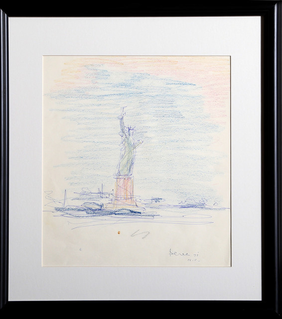 Dimitrie Berea "Statue Of Liberty, 39" Ink And Pastel Drawing