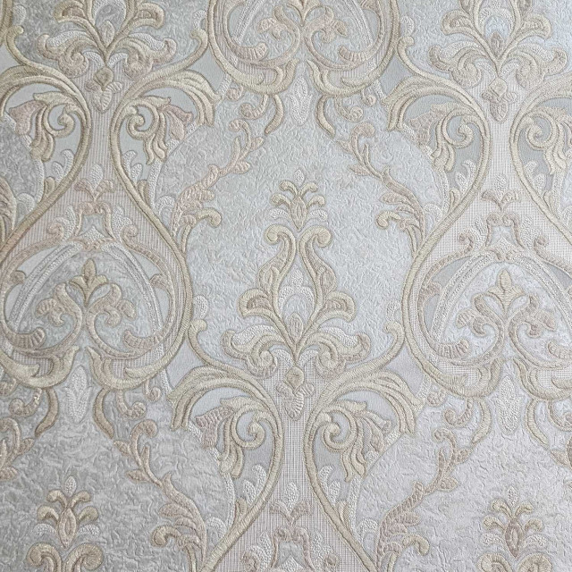 Victorian silver gray brass gold metallic ogee damask textured ...