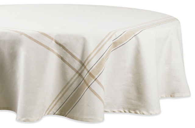 Dii White Chambray French Stripe Tablecloth 70 Round Farmhouse Tablecloths By Design Imports Houzz Dii White Chambray French Stripe, Round Farmhouse Tablecloth