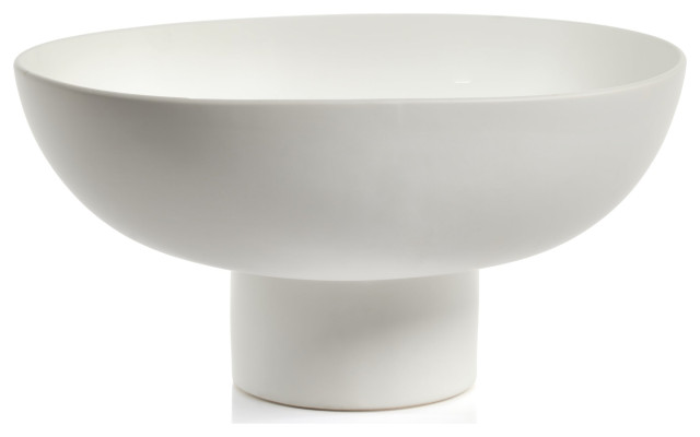 Kumasi White Ceramic Footed Bowl