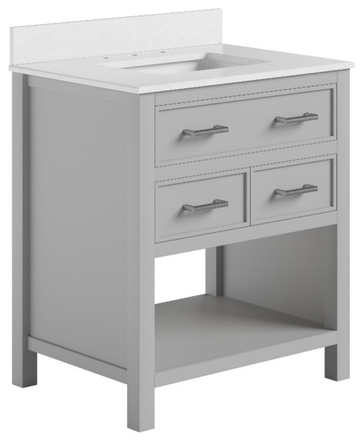 DHP Missouri 30 Inch Bathroom Vanity with Modern Carrera Countertop in