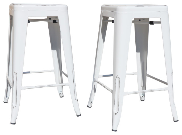 Stackable Kitchen Bar Stools 55, 24 Inch White Metal Bar Stools