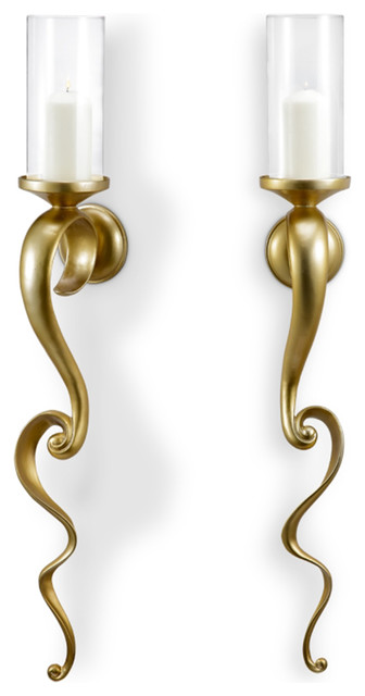 Golden Vine Wall Candle Holders Pair Traditional Sconces By Imtinanz Llc Houzz - Wall Mount Candle Sconce Gold