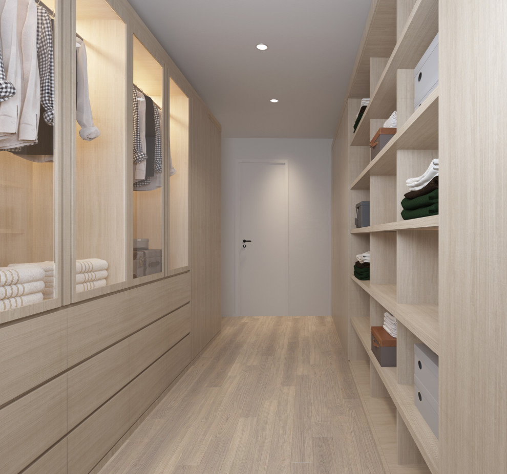 This is an example of a contemporary storage and wardrobe in Sydney.
