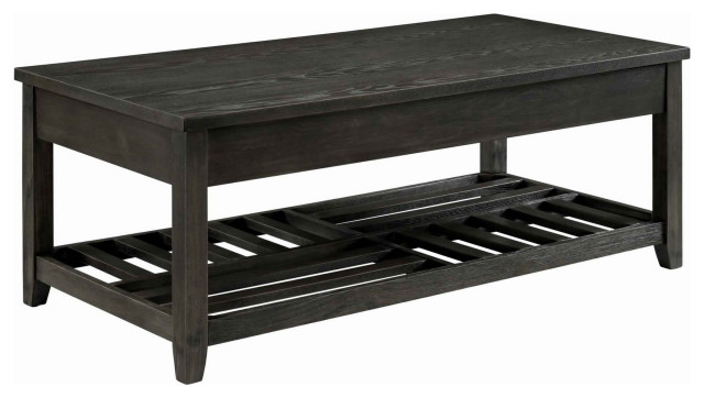 Transitional Wooden Lift Top Coffee Table with Open Shelf, Brown - Transitional - Coffee Tables ...
