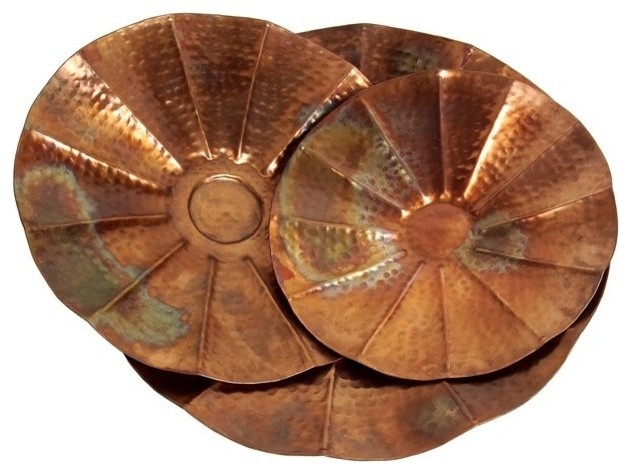 Copper-Plated Scalloped Bowls - Set of 3