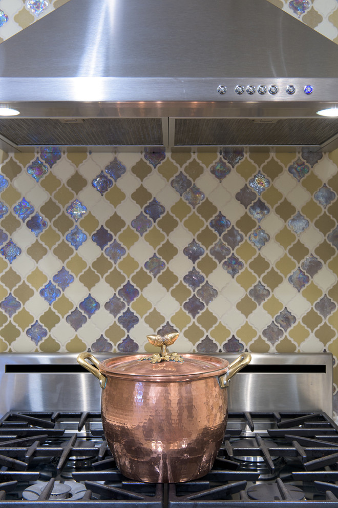 Kitchen - small transitional u-shaped kitchen idea in Dallas