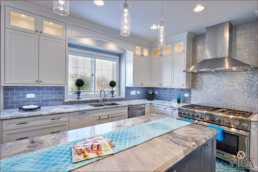 Transitional u-shaped kitchen photo in Chicago