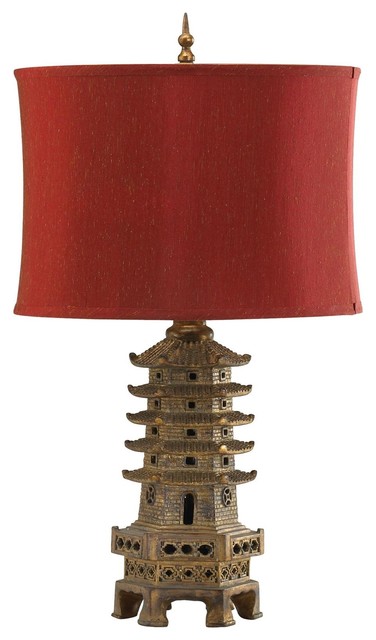 Table Lamp Cyan Design Pagoda 1 Light Red Traditional Table Lamp Cyan Design Pagoda 1 Light Red