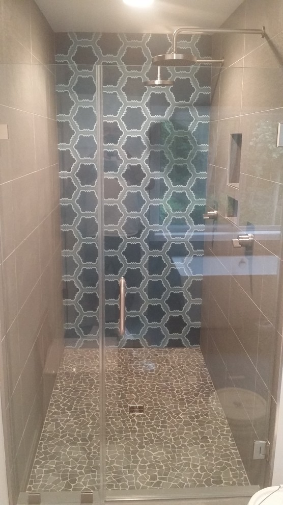 Striking Blue Tile Bath