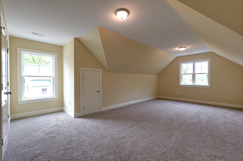 Transitional carpeted bedroom photo with beige walls and no fireplace