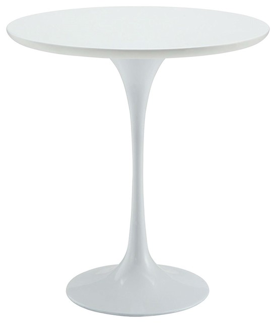 Mid Century Modern Classic 20-inch Round Side Dining Table in White