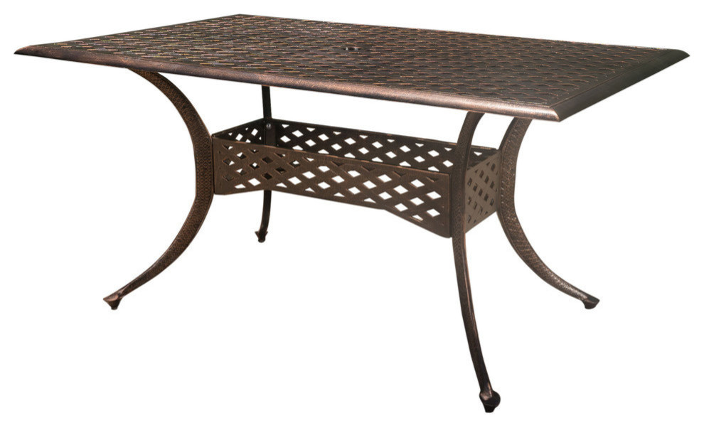 GDF Studio Vista Shiny Copper Cast Aluminum Rectangle Dining Table