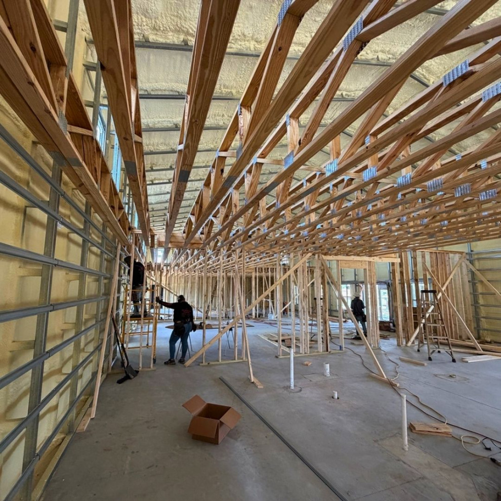 Residential Barndominium First-Floor Layout + Second-Floor Framing