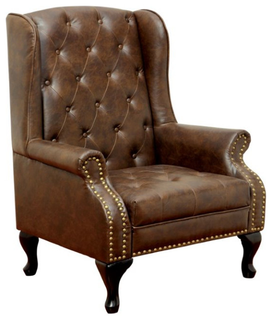 Furniture Of America Ardell Faux, Leather Tufted Chairs