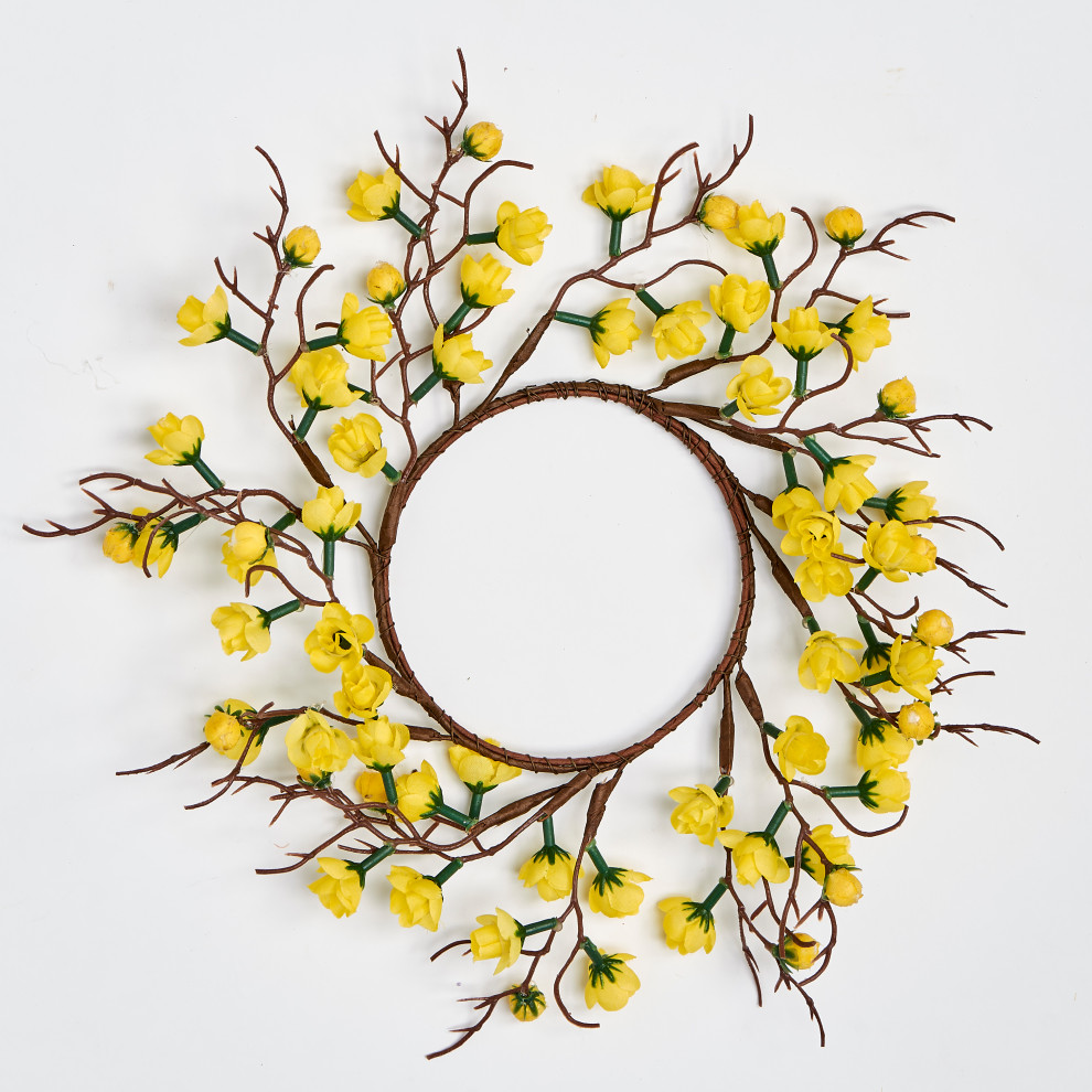 4.75" Inner Diameter Artificial Flower Buttercup Pillar Candle Ring