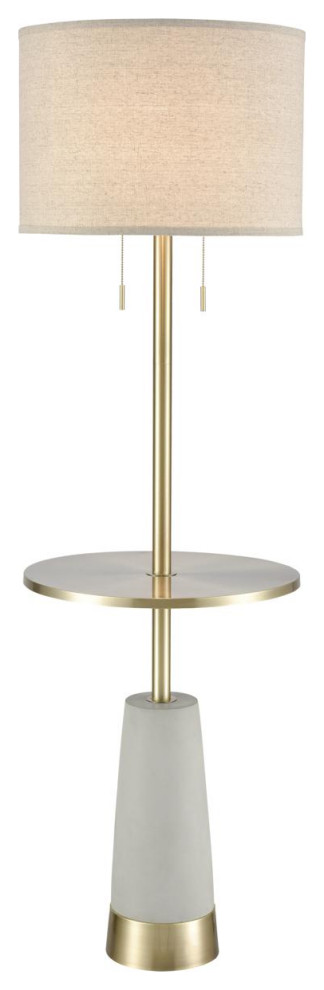 Below the Surface 2 Light Floor Lamp, Polished Concrete With Antique Brass