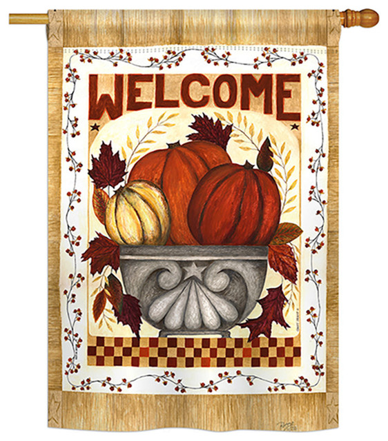 Fall Fall, Seasonal House Flag 28"x40" Farmhouse Flags And