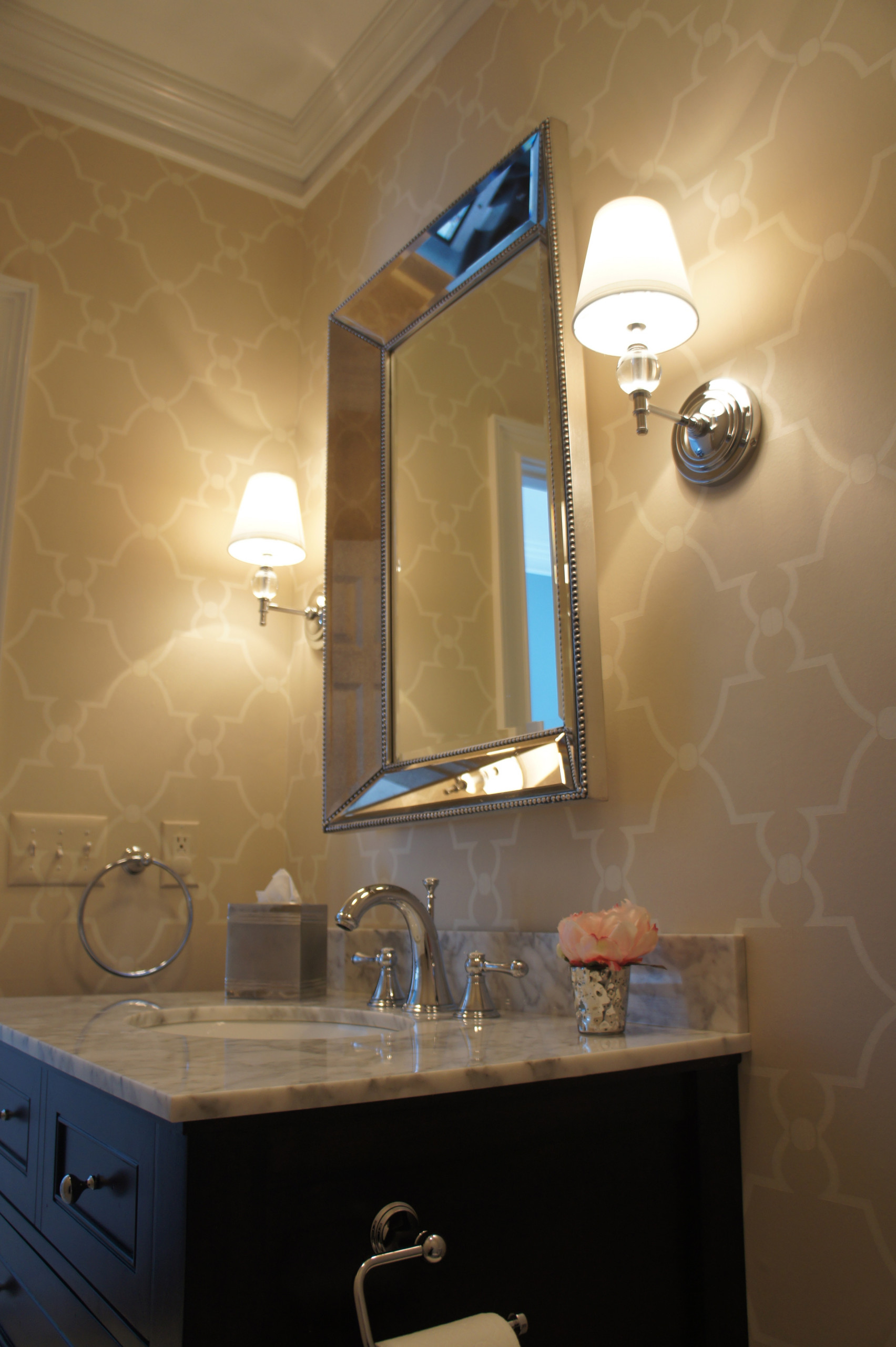 Wallpapered Powder Room