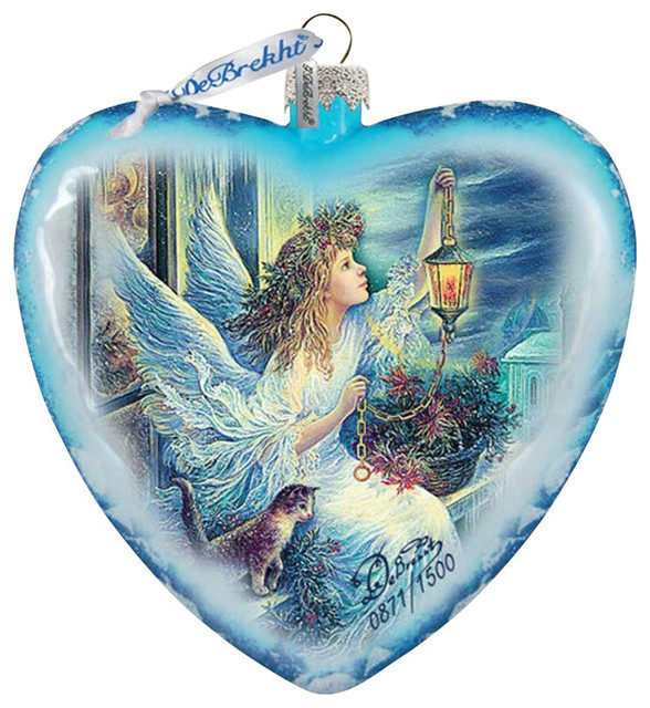 Hand Painted Scenic Glass Ornament Limited Edition Light The Way Angel ...
