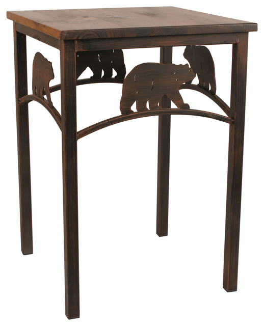 Iron With Wooden Top Bear End Table