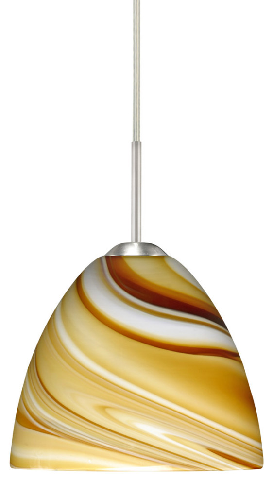 Sasha Ii 1 Light Pendant, Satin Nickel, LED, Honey Glass