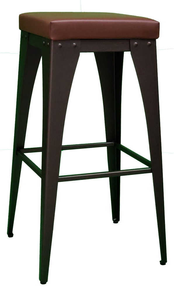 Backless Upholstered Seat w/ Fabric Non Swivel Stool