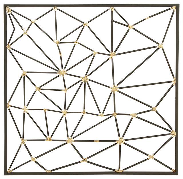 Modern Metallic Gold And Black Metal 3d Abstract Art Wall Decor 32 X32 Contemporary Metal Wall Art By Gwg Outlet Houzz