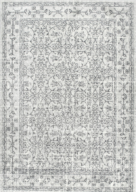 Traditional Medieval Floral Rug , Gray, 5'x7'5"
