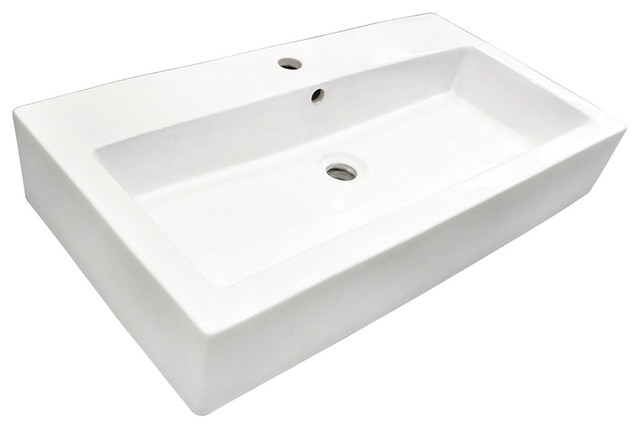 Fauceture Elongated Rectangular White Vessel Sink 32 X 17