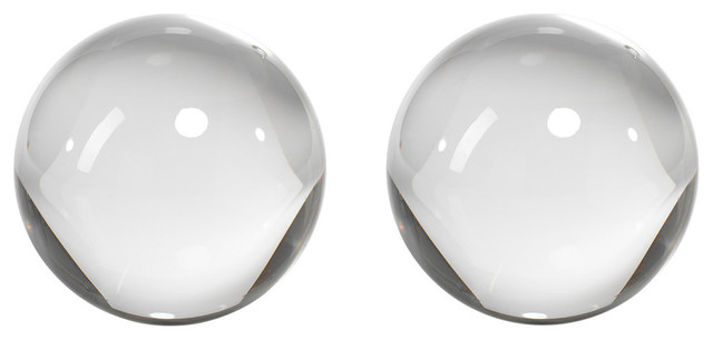 "Jacy" 4.5" Diameter Crystal Glass Decorative Object, Ball Shaped (Set of 2)