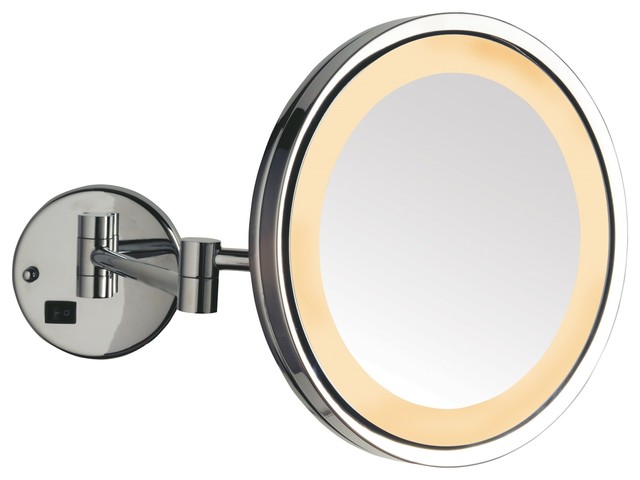 Modern Chrome Wall Mounted Led Lighted Make Up Mirror Modern Chrome Wall Mounted Led Lighted