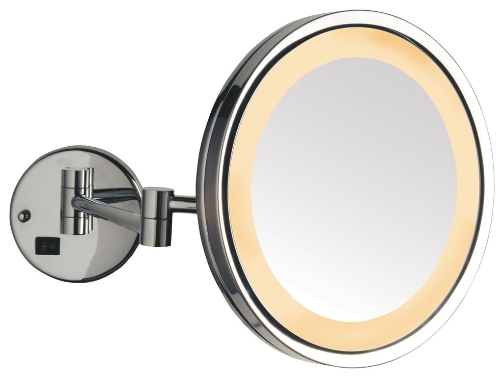 Modern Chrome Wall Mounted LED Lighted Make Up Mirror Contemporary Makeup Mirrors by SEE