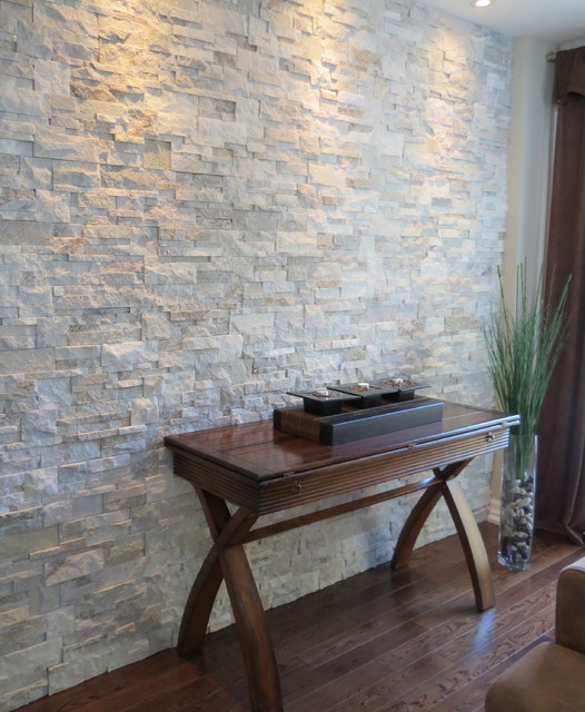 interior stone accent walls - contemporary - living room - toronto