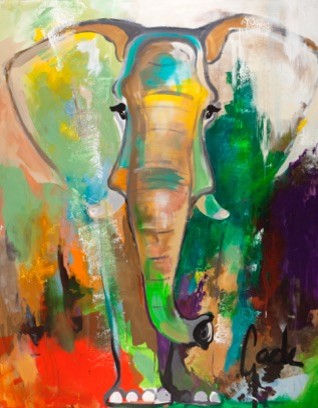 Contemporary Large Canvas Art, Hand Painted,"Elephant Dream"