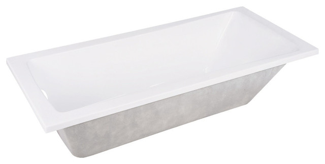 Aqua Eden 59" Acrylic Drop-In Tub With Reversible Drain, White