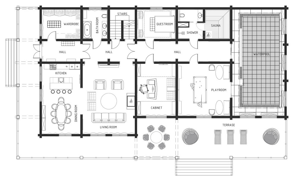 Элитный дом из клееного бруса проект "Мэрибель" от компании "ГрандСтрой"