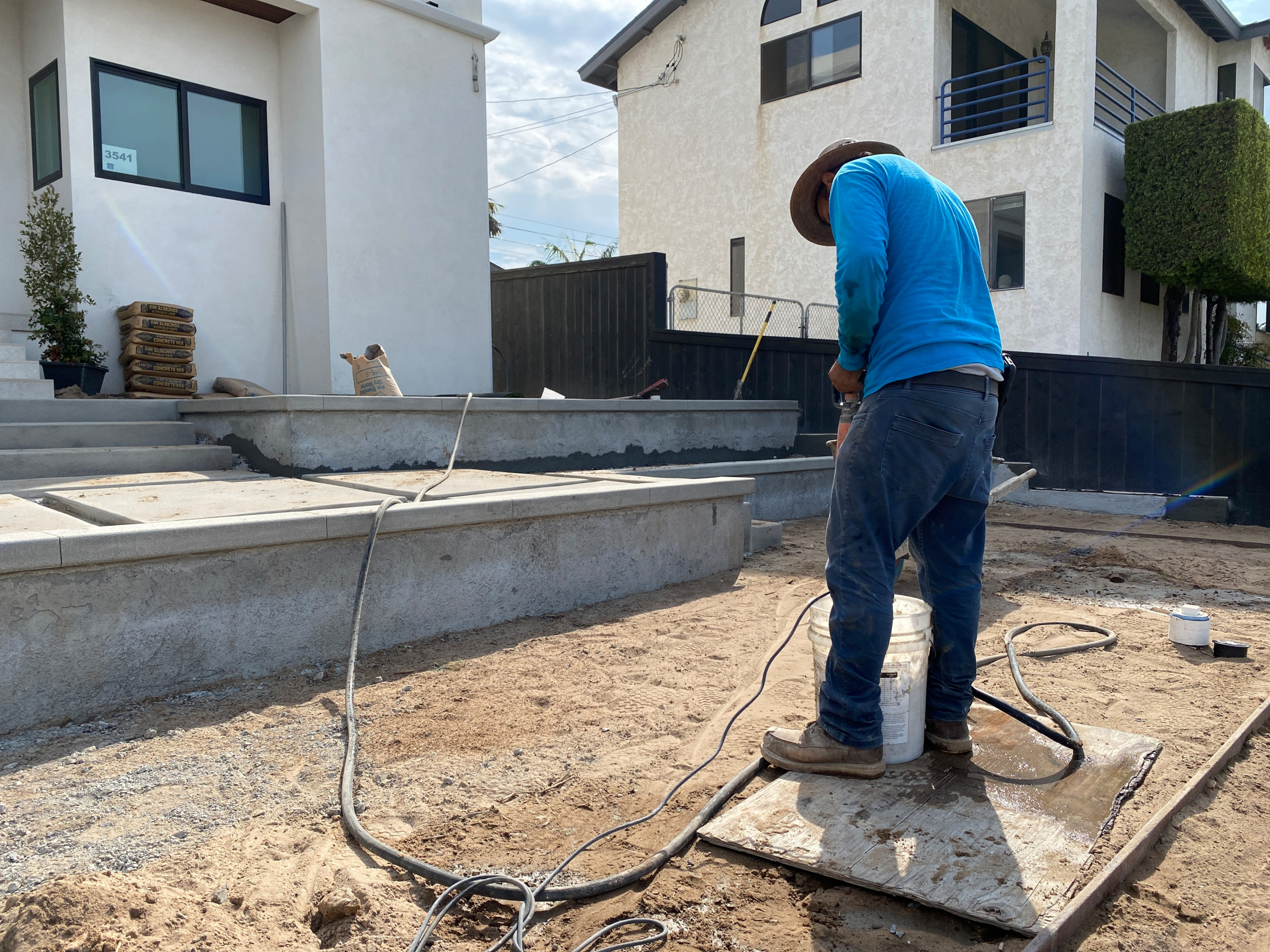 Mixing Stucco for the Retaining Walls in Crown Point