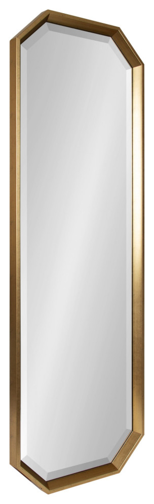 Calter Elongated Octagon Wall Mirror, Gold 17.5x49.5