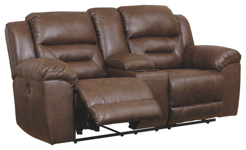 Signature Design by Ashley Stoneland Power Reclining Loveseat in Chocolate