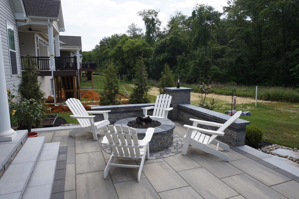 Freehold, NJ: Multi-level Paver Patio with Outdoor Living, Kitchen & Firepit