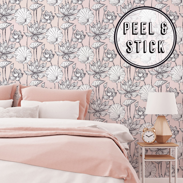 Transform Illustrative Floral Pink Peel and Stick Wallpaper by Graham