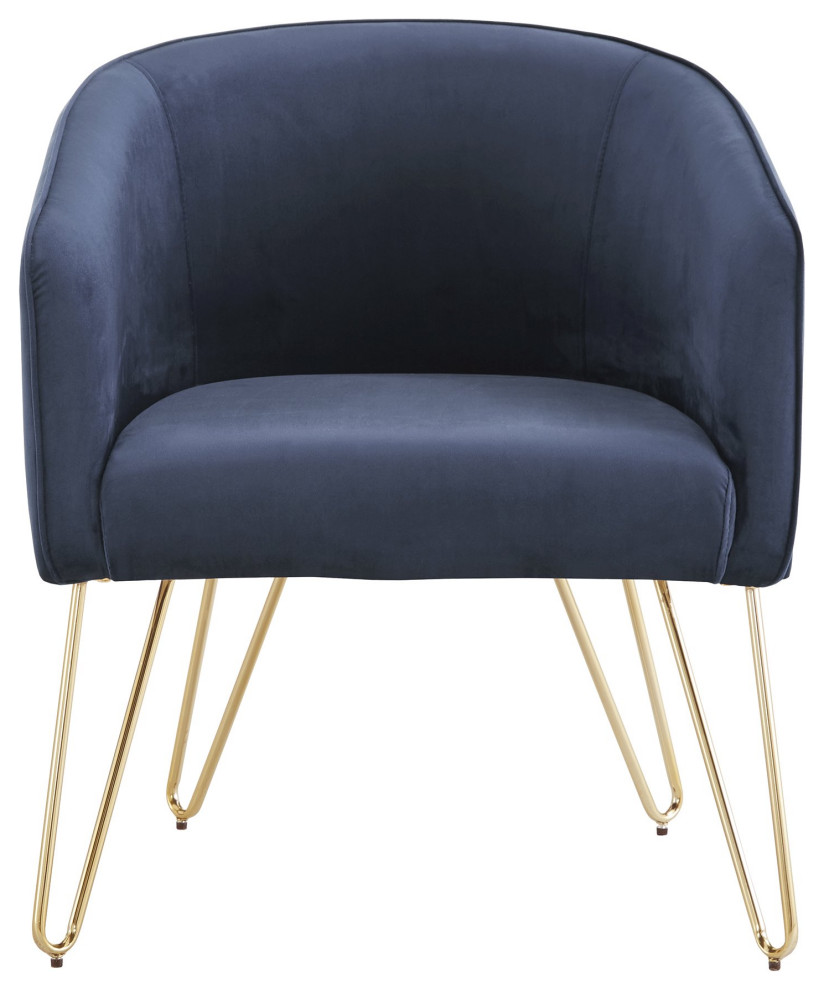Elegant Accent Chair, Golden Hairpin Legs With Curved Velvet Seat