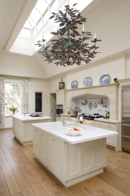 Twin Marble Islands traditional-kitchen