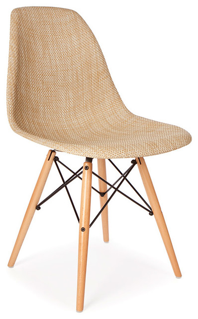Mid Century Retro DSW Wooden Dowel Chair, Beige Weave