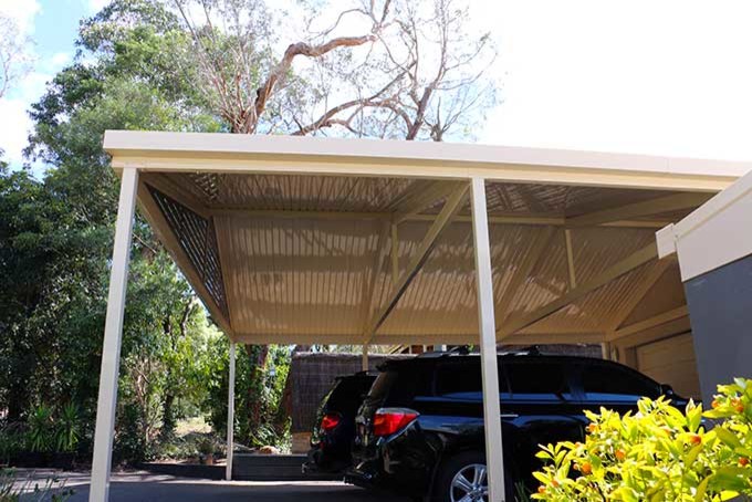 Photo of a large modern detached two-car carport in Melbourne.