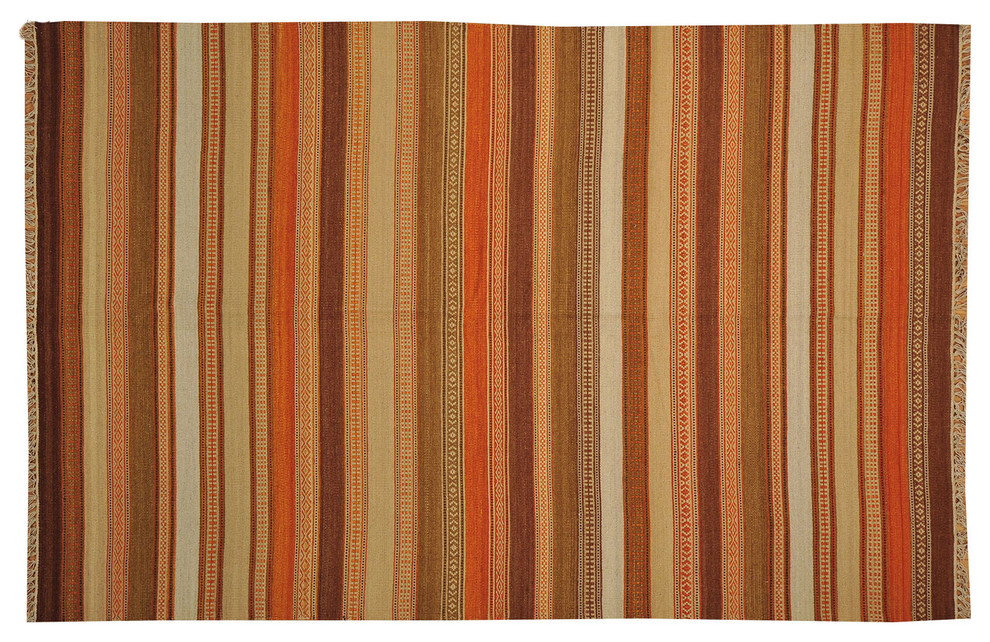 100% Wool Striped Durie Kilim Flat Weave Hand Woven Oriental Rug